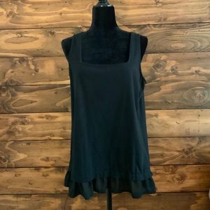 J.Crew black ruffle tank top in size large.